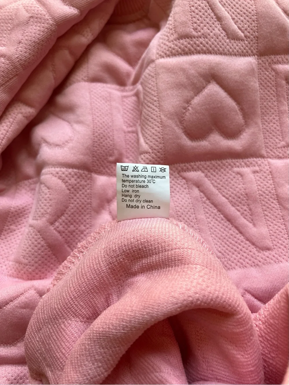 Baby Pink Quilted Heart Two-Piece Sweatshirt and Joggers Set